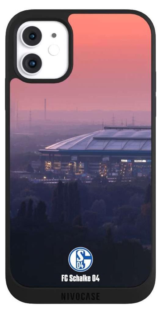 NIVOCASE Handyhülle für Apple iPhone 11 Hülle NIVOpure Case Schwarz FC Schalke 04 Offizielles Lizenzprodukt Stadion