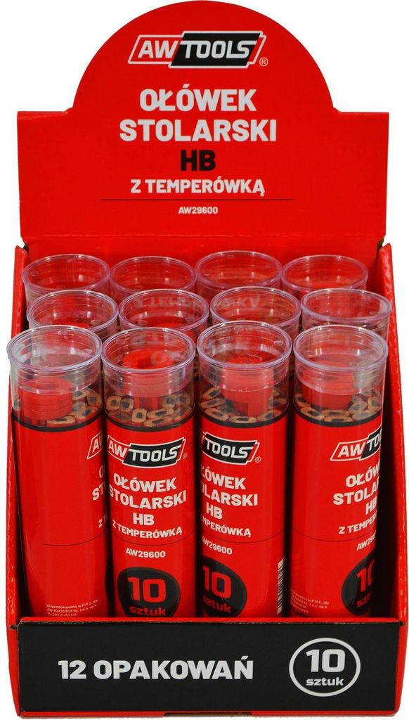 Awtools Hb Roter Zimmermannsbleistift Für Holz, 10 Stück