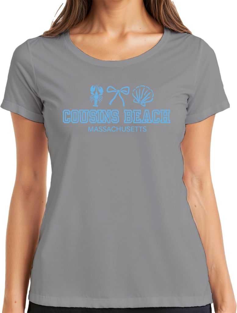 Cousins Beach Massachusetts Strand Muschel Hummer Cape Cod Sommer Damen T-Shirt, Grau, L
