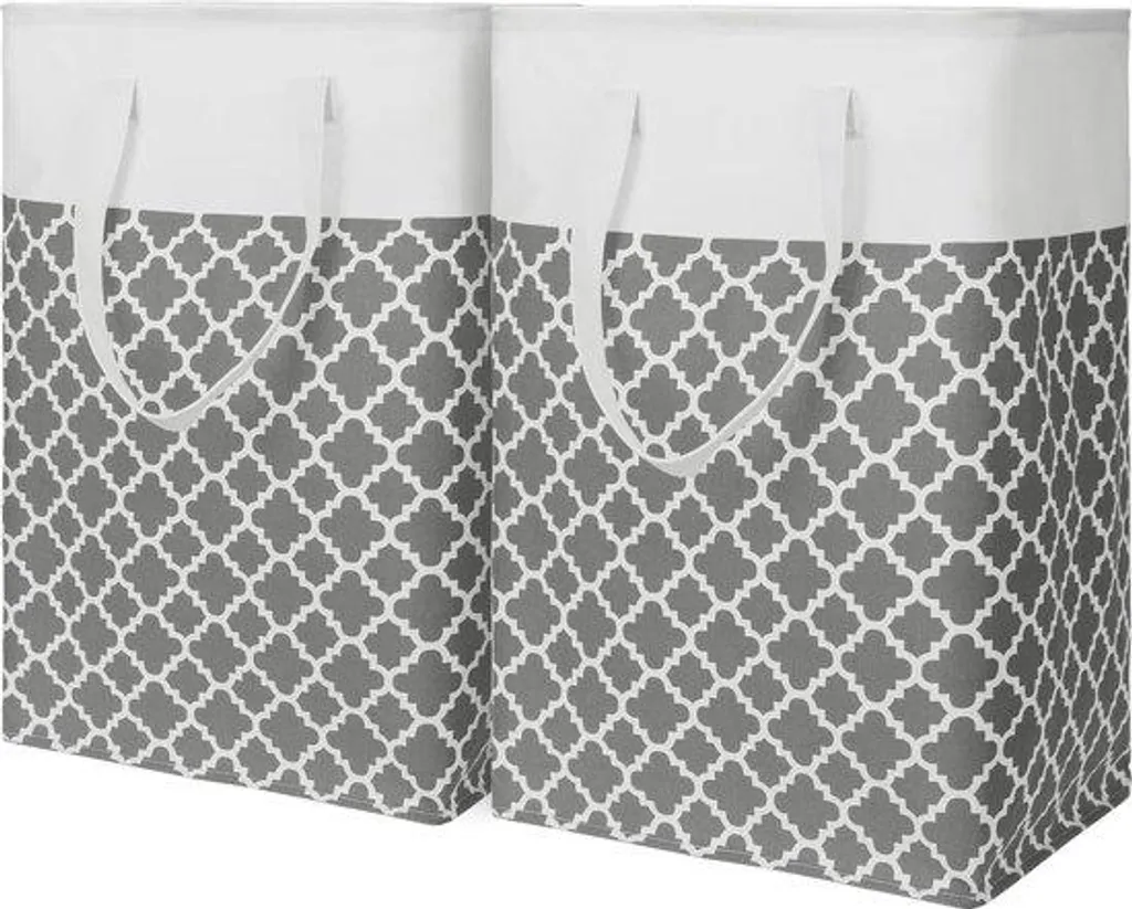 Corbeille à linge 80L pliable grise pour organisation salle de bain