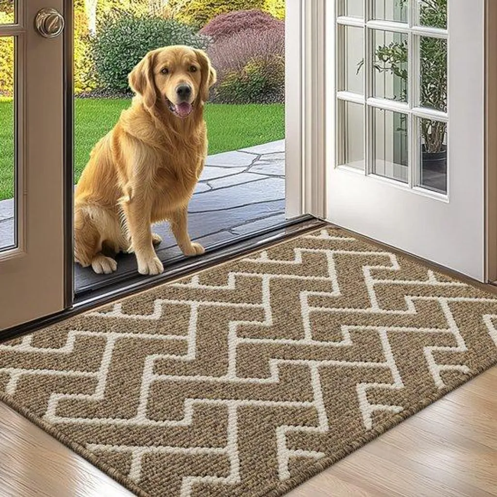 Tapis d'entrée intérieur beige 60x90 cm - Paillasson antidérapant Soft