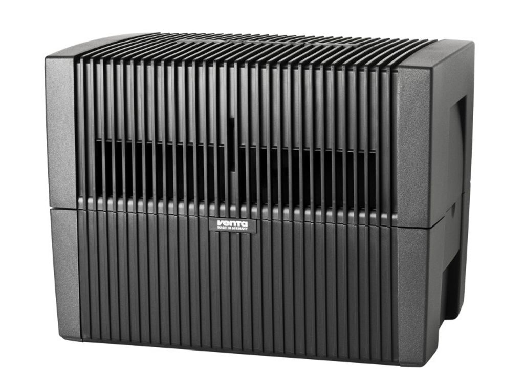 A black Venta air washer is shown against a white background.
