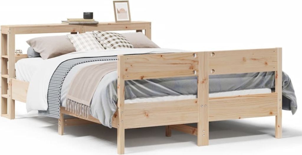 vidaXL Massivholzbett ohne Matratze 140x190 cm Kiefernholz