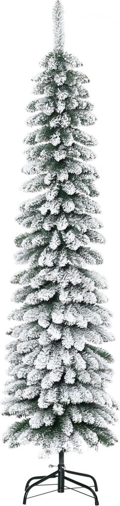 Künstlicher Weihnachtsbaum, schneebedeckt, schmales Design, feuerfest, 180 cm, Grün/Weiß