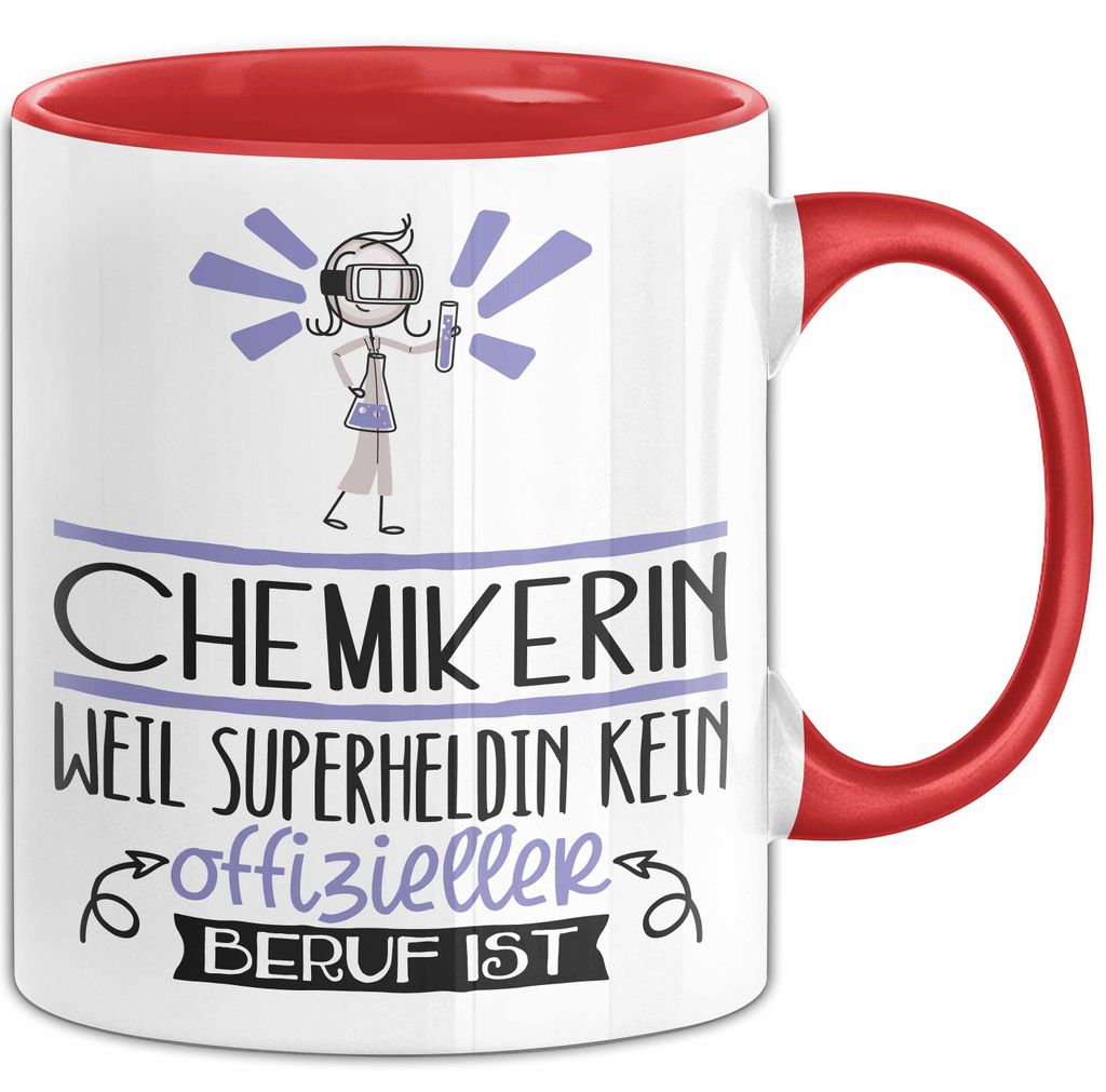 Chemikerin Geschenk Tasse Lustiger Spruch Chemikerin Weil Superheldin Kein Offizieller Beruf Ist Geschenkidee (Rot)