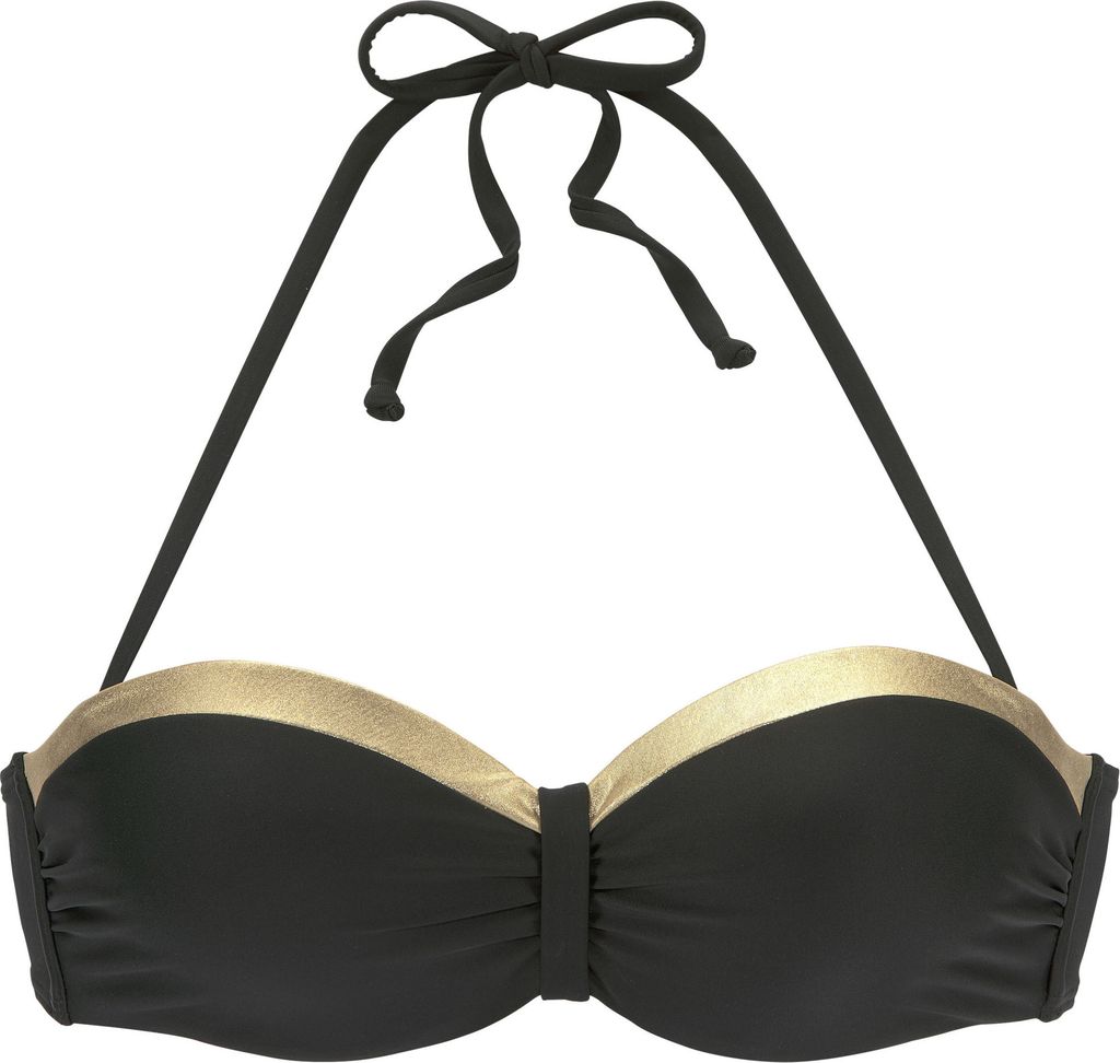 LASCANA Bügel-Bandeau-Bikini-Top schwarz-goldfarben Größe 46 Cup C