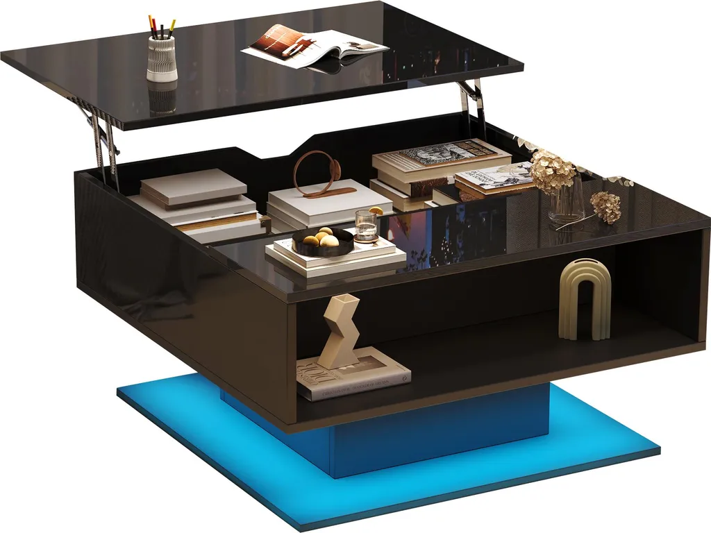 Table basse hydraulique ergonomique avec espaces de rangement ouverts - 8