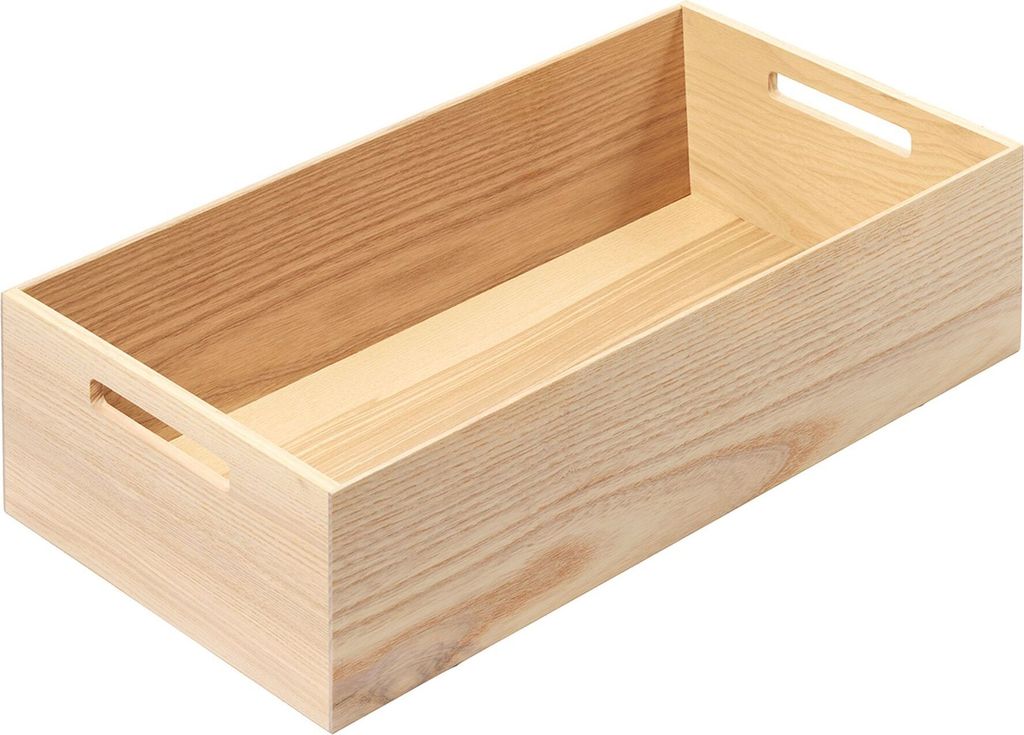 Holzkiste 24 x 12 x 47 cm, mit praktischem Schubladeneinsatz, aus massiver Eiche