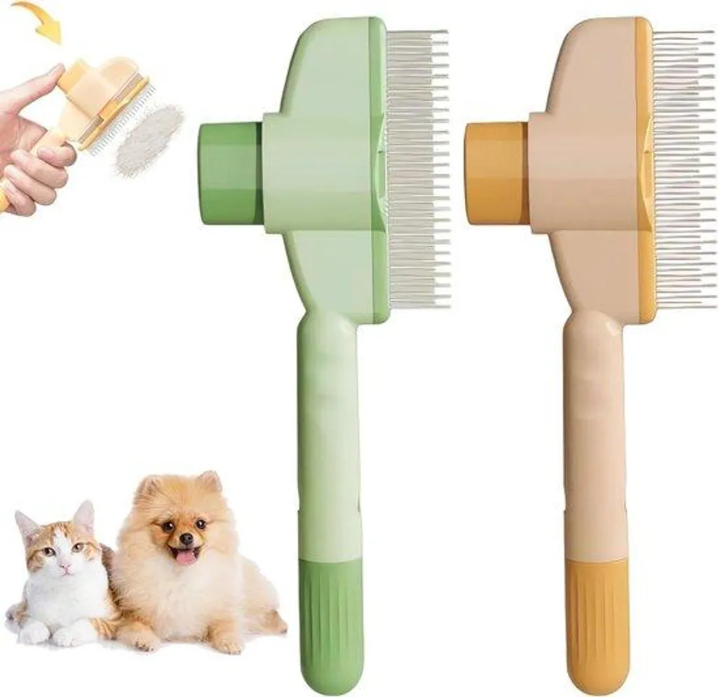 Brosse massage et nettoyage pour chats - Lot de 2 peignes anti-puces