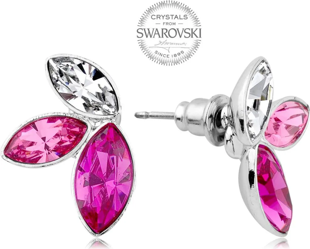 Boucles d'oreilles cristaux roses Navette hypoallergéniques chic