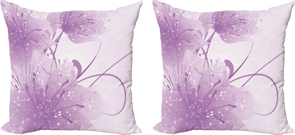 ABAKUHAUS Lila Kissenbezug Set (2Stück), Abstrakte Kunst-Art-Vektor-Illustration des Blumen-Hintergrundes mit Schmetterling, 45 x 45 cm, Violett u...