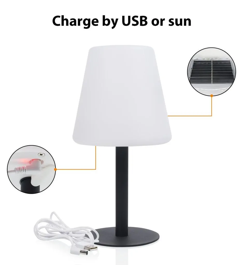 Lampe de table pour extérieur solaire - Éclairage blanc chaud nomade - 16