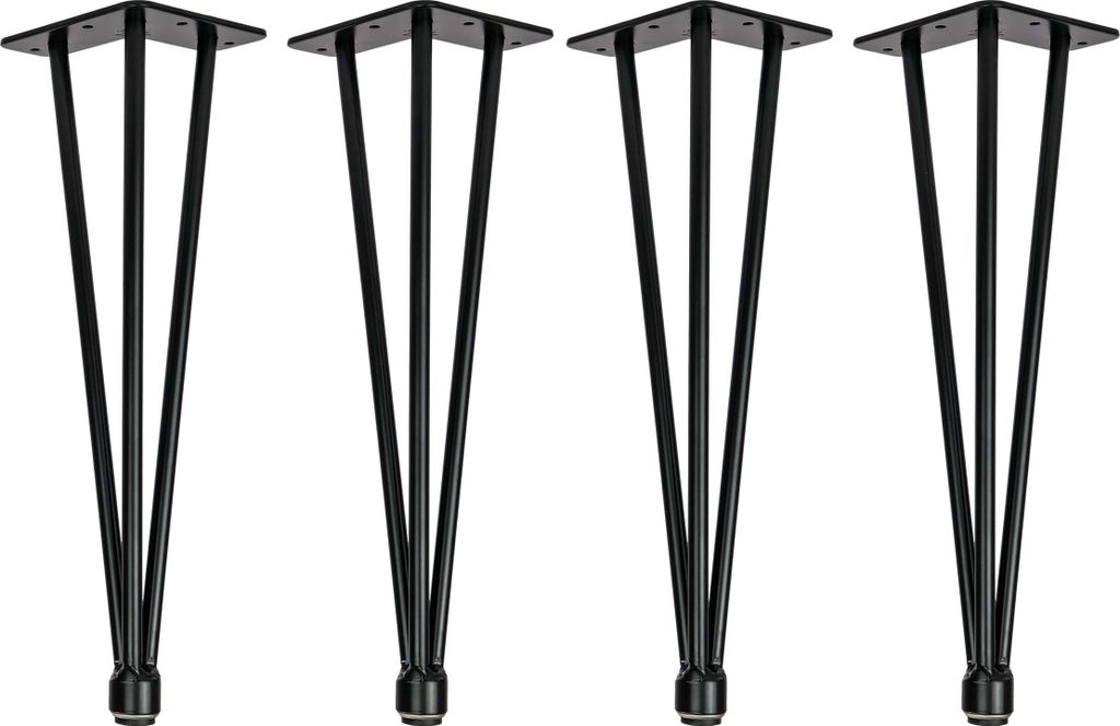 Natural Goods Berlin HAIRPIN Legs Adjustable, Haarnadelbeine, höhenverstellbar, Tischbeine, Tischgestell, Schwarz, 40 cm, 4 Stück