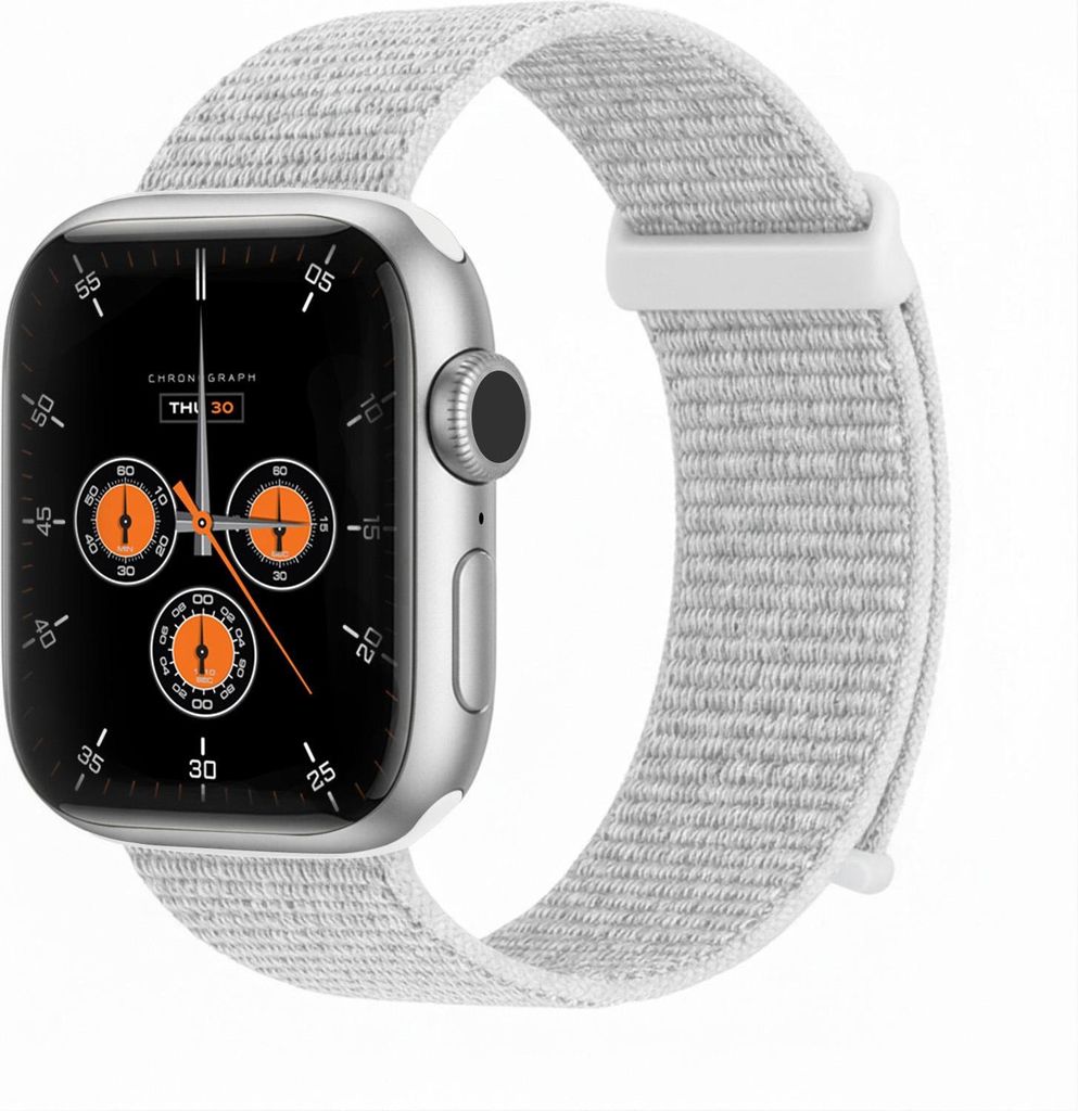 Smartwatch Armband für Apple Watch Series 2 42mm Nylon Textil Band Ersatzband Wechselband Klettverschluss flexibel atmungsaktiv Weiß