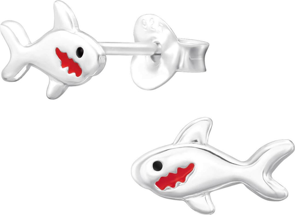 Kinder Ohrringe 925 Sterling Silber Hai-Ohrstecker