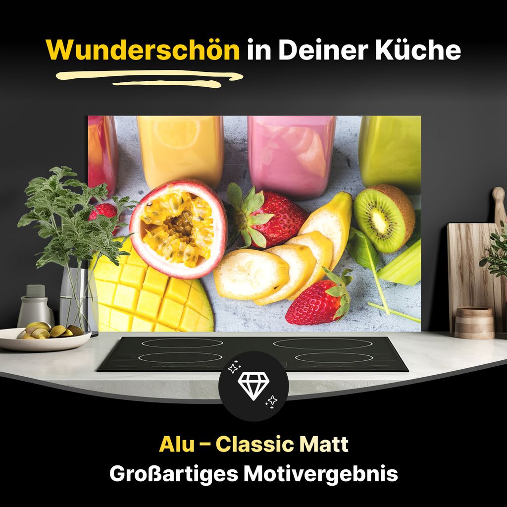 Spritzschutz Küchenrückwand aus Aluminiumverbund in Matt 80x40 cm - Smoothie aus Obst & Gemüse