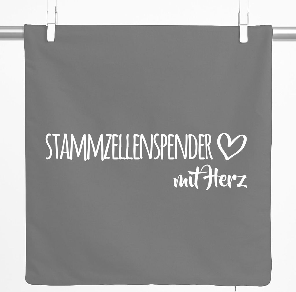 Huuraa Kissenbezug Stammzellenspender mit Herz 40x40cm Steel Grey Baumwolle Dekokissenbezug Geschenkidee