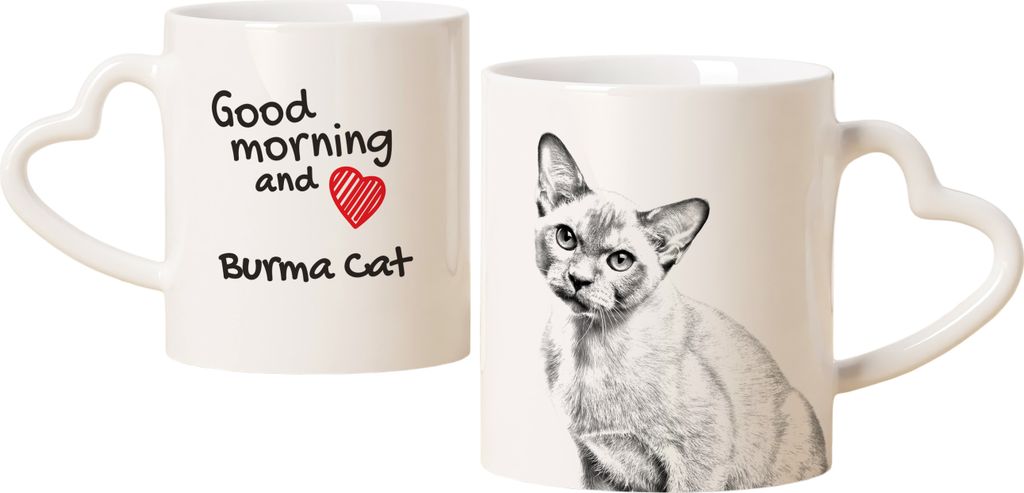 Birmakatze Tasse mit Katze, entzückende Tasse mit herzförmigem Henkel, universelles Geschenk der Marke Art-Dog