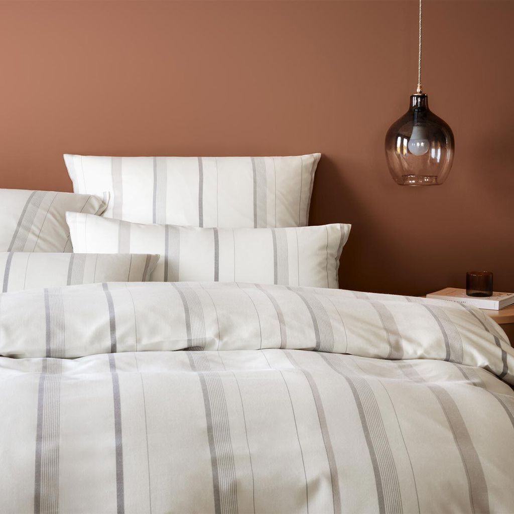 elegante Soft-Flanell Bettwäsche Edinburgh creme 135x200 cm + 80x80 cm