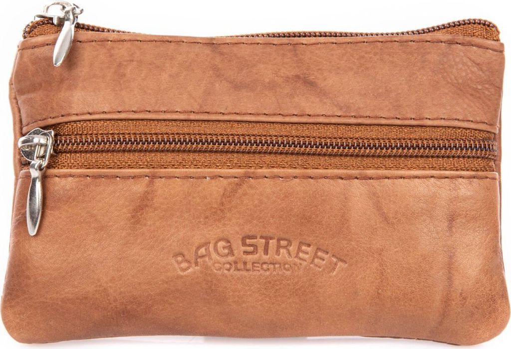 Schlüsseltasche Hellbraun Echt Leder Damen Herren Bag Street Schlüsselringe mit Reißverschluss Schlüsseletui