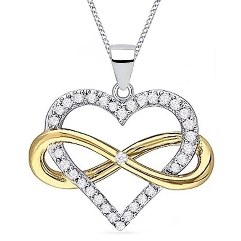 Unendlichkeit Herz-Anhänger Set Gold Halskette I Echtschmuck 50cm