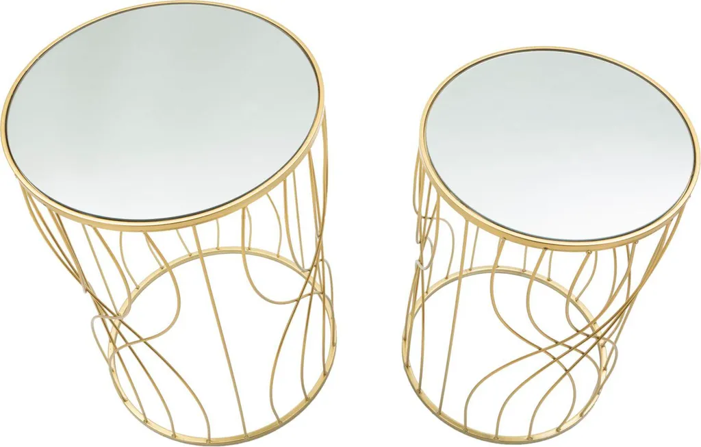 Table Basse de Salon Dorée pour Petit Espace - Duo Tables d'Appoint