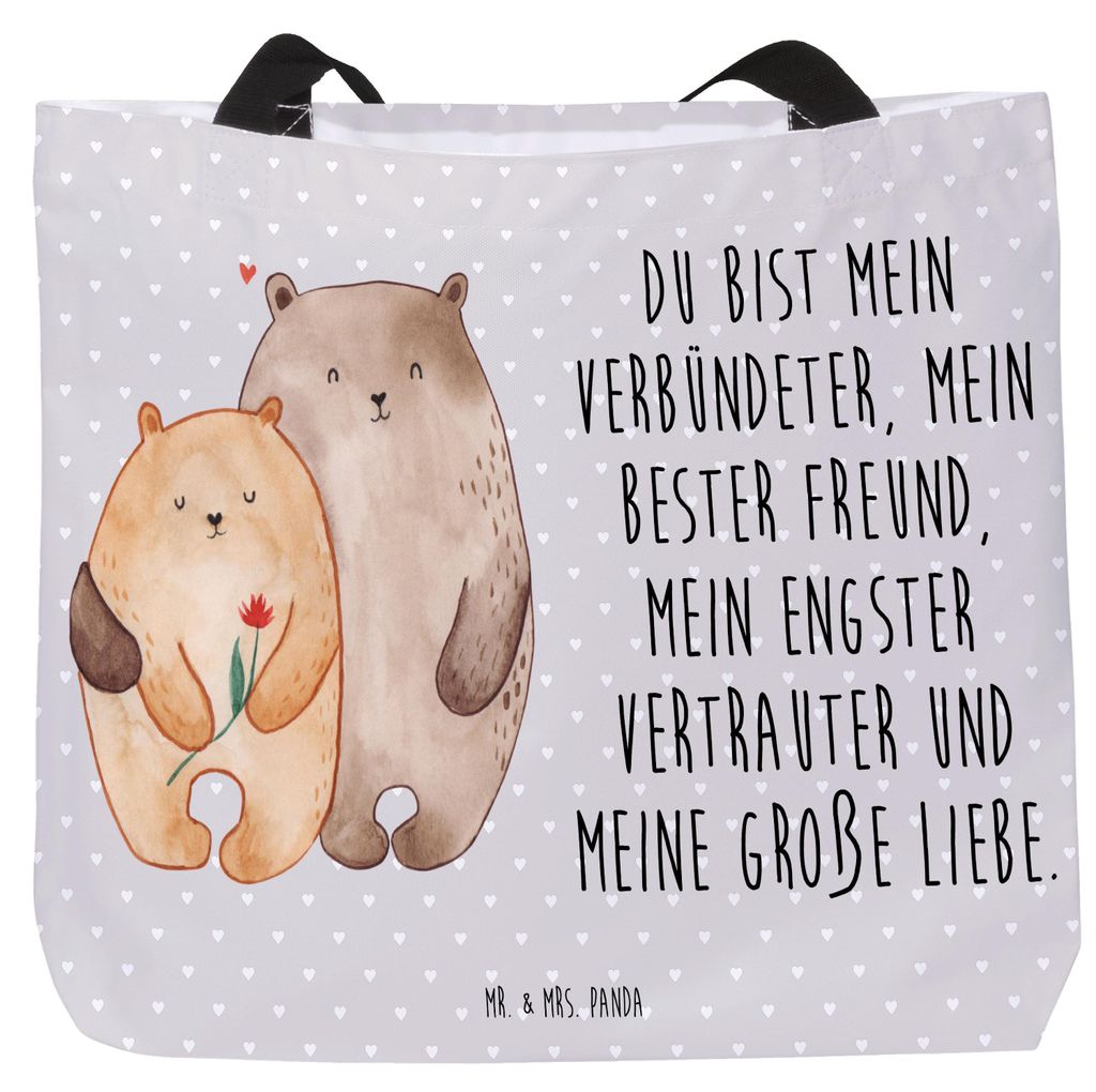 Mr. & Mrs. Panda Reisetasche Bären Liebe - Grau Pastell - Geschenk, Tasche, Kuscheln, Hochzeitstag, Schultasche, Freundin, Tragetasche, Laptoptasc...