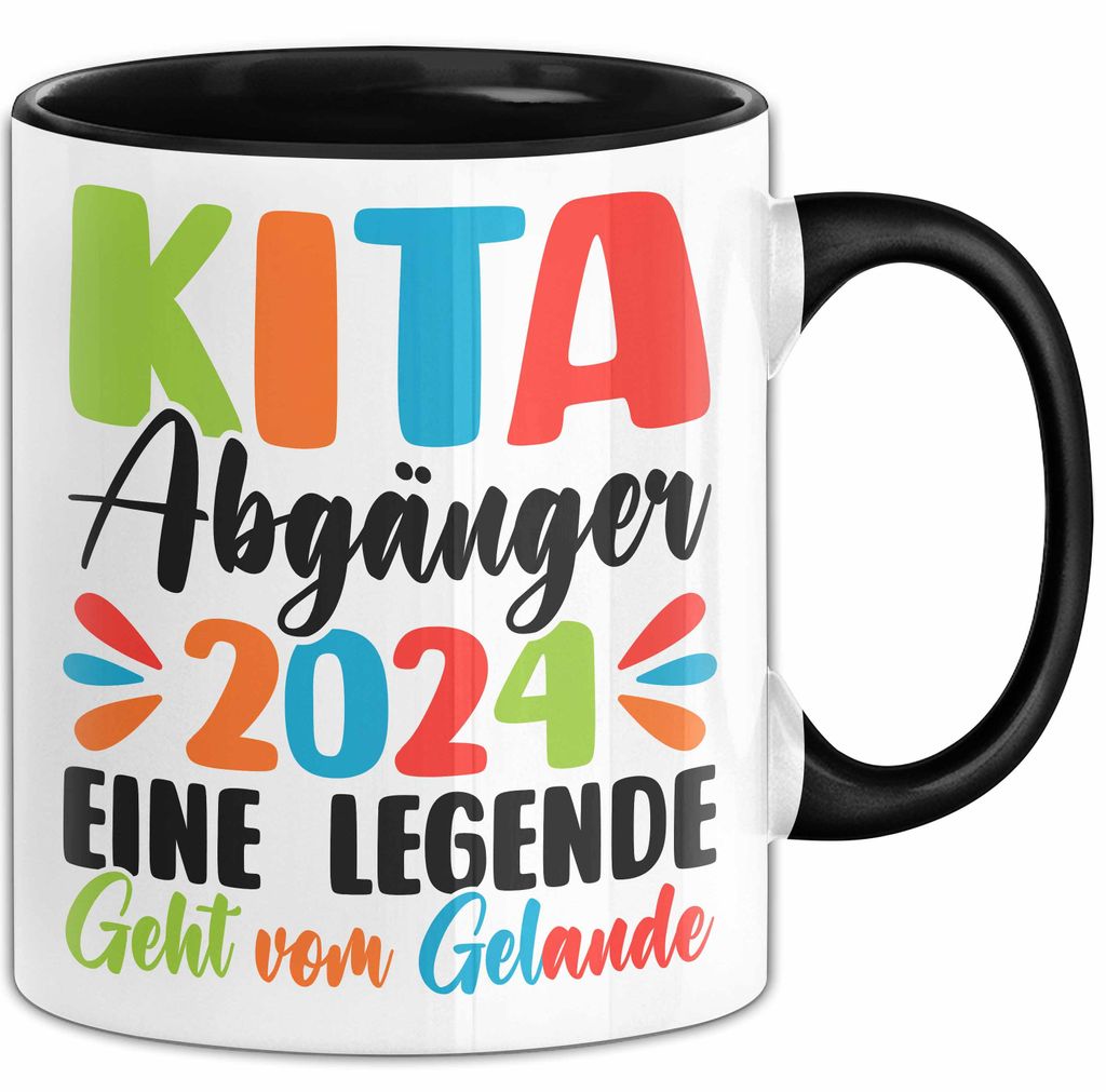 Einschulung Tasse Geschenk Kita Abgänger 2025 Eine Legende Geht Vom Gelände Erster Schultag (Schwarz)