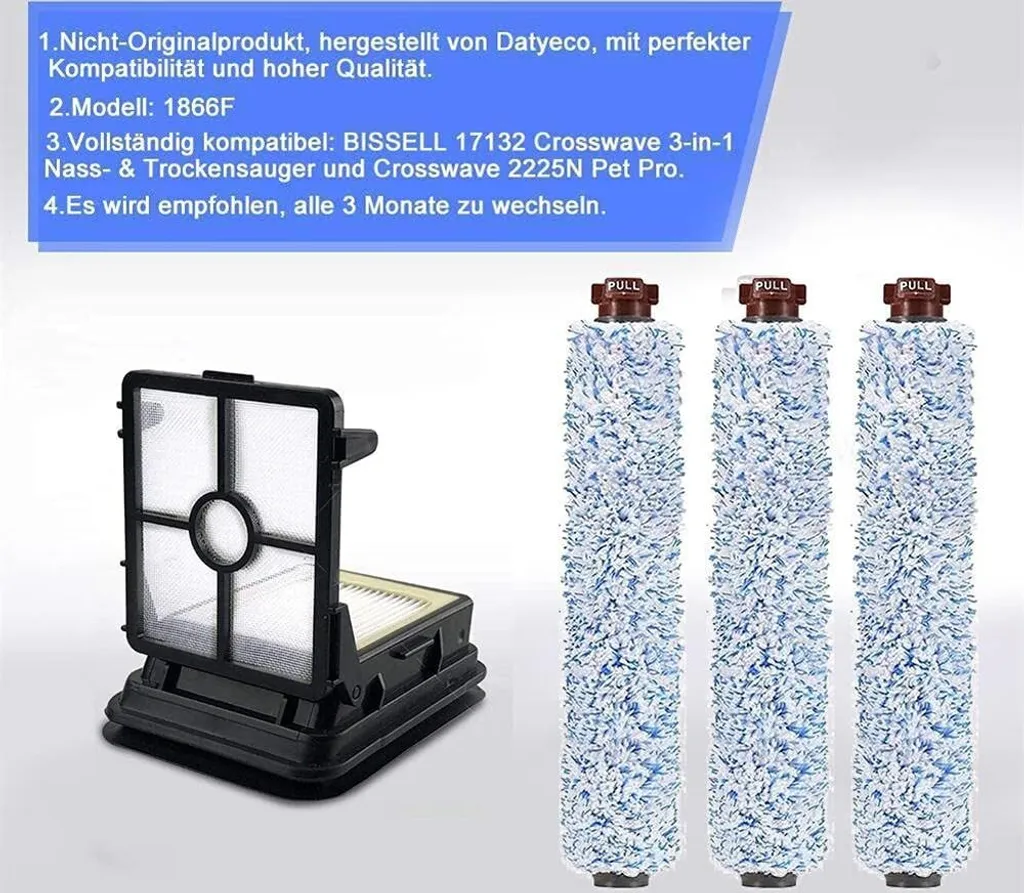 Bissell CrossWave Zubehör Set - 3 Bürsten + 2 Filter Für C3 Pro 3555N Modelle