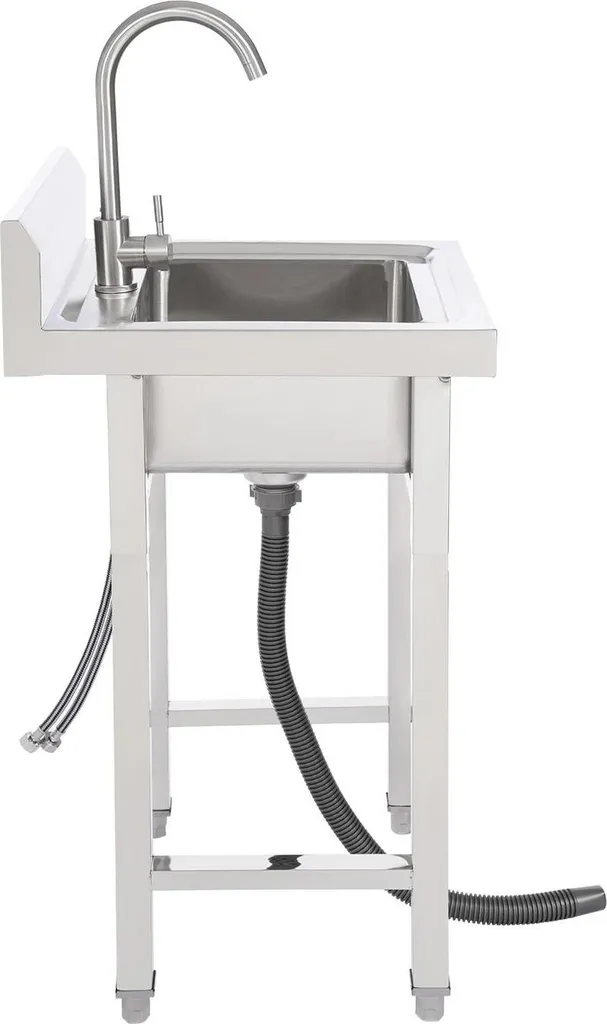 Évier simple indépendant en inox brossé 35x31 cm avec robinet 360° - 5