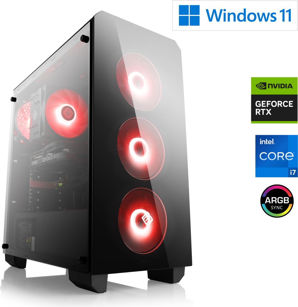 Gaming PC, Intel Core i7-14700F, 2100 MHz, GeForce RTX 4060, 16 GB DDR5 RAM, 1000 GB M.2 SSD, Windows 11 Home, USB 3.2 |M10960H