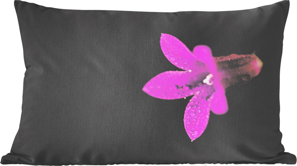 MuchoWow Zierkissen Sofakissen Wohnzimmer Dekokissen 50x30 cm Eine Nahaufnahme einer lila Lilie auf schwarzem Hintergrund - Wohnzimmerdekoration ...