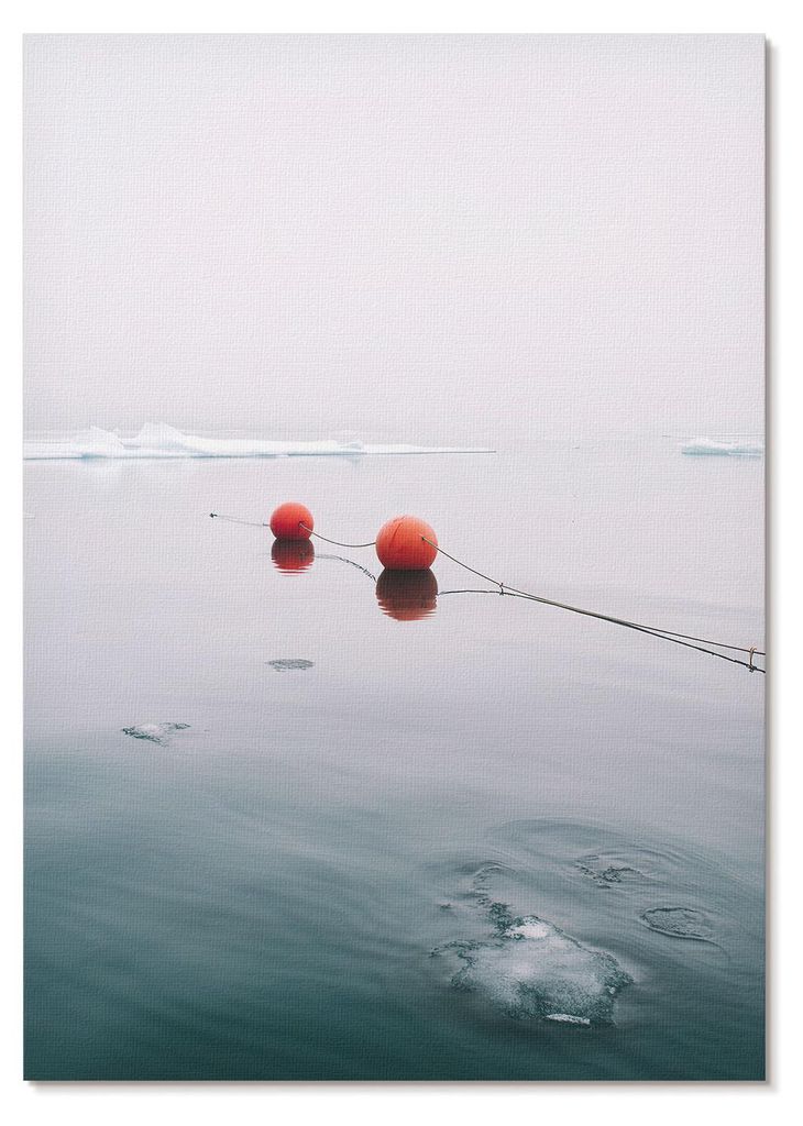 POSTER - 42x59 cm (A2) - X-Mario - Eisbojen aus Wasser vor orangefarbenem, kaltem Hintergrund - Wandbild für Wohnzimmer Schlafzimmer & Flur, Moder...