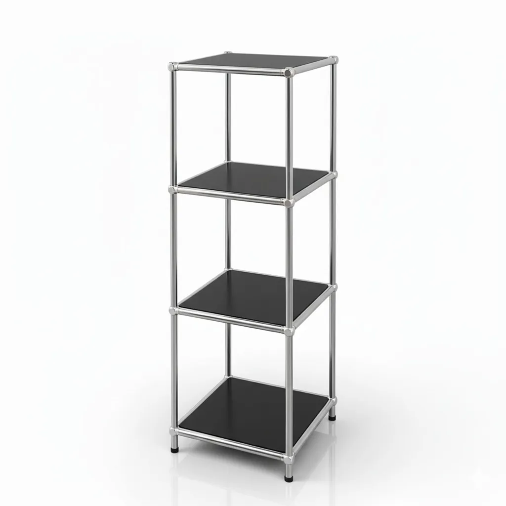 Étagère design modulaire Concept Epure en métal chromé et noir mat