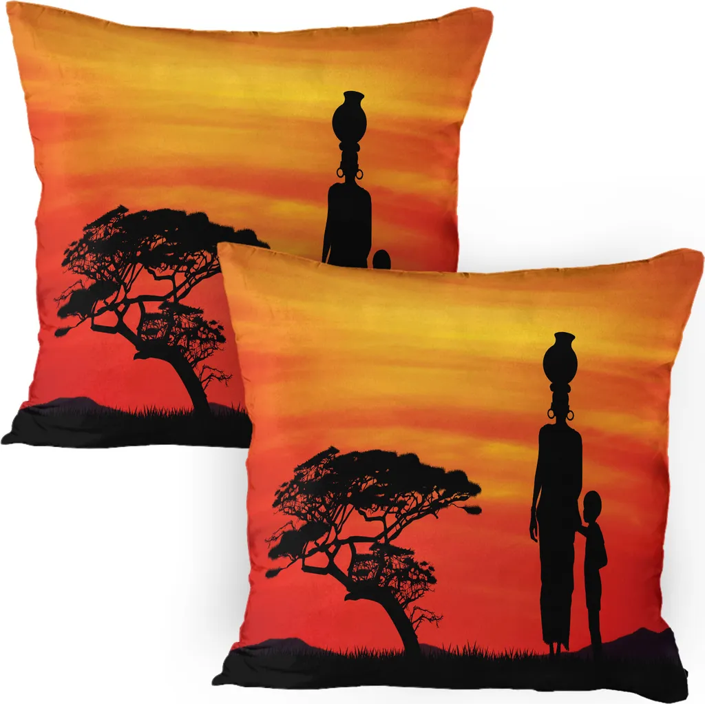 Coppia Copricuscini 80x80 ABAKUHAUS - Stampa Africana Lavabile