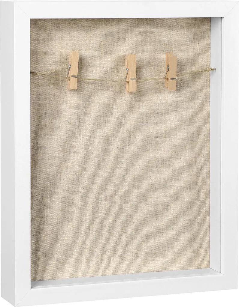 Cadre photo bois naturel et cordon blanc - Fixation murale invisible