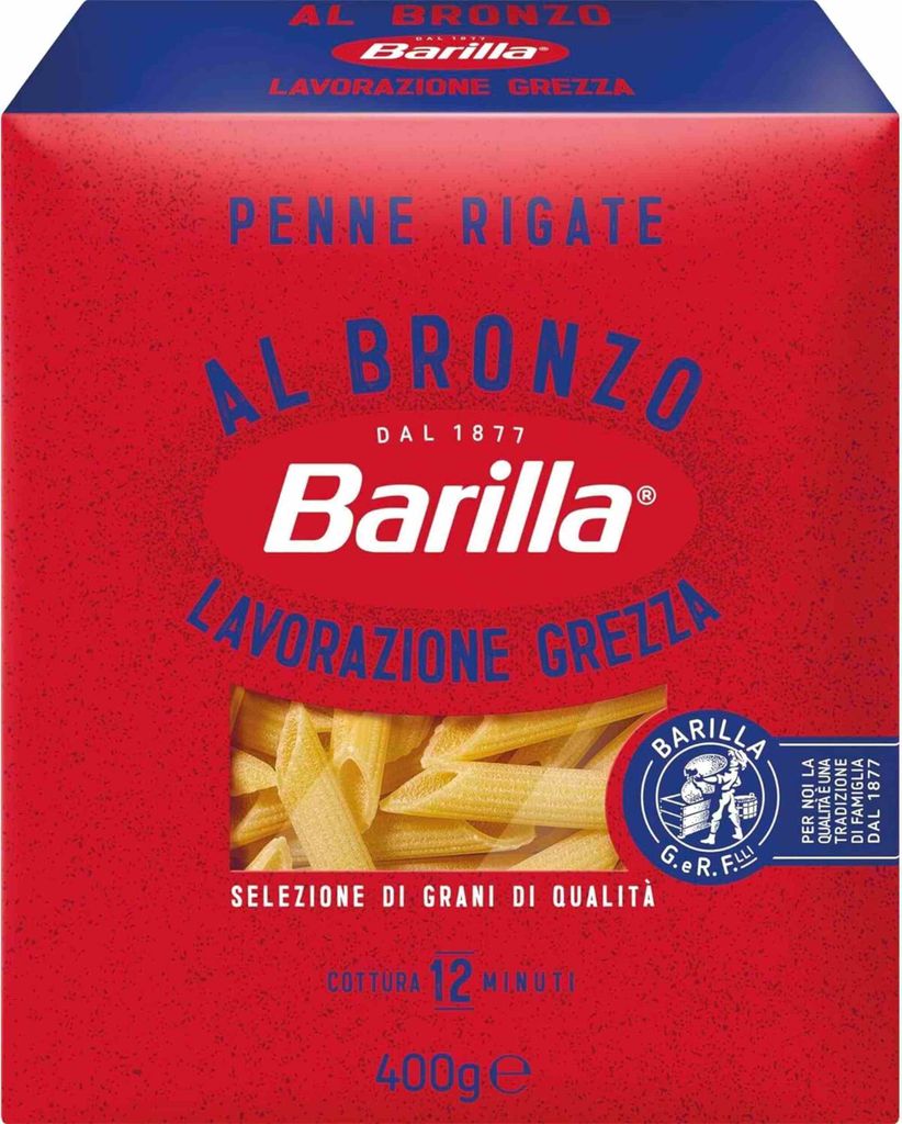 Barilla Penne Rigate Al Bronzo Pasta aus Hartzweizengrieß 400g