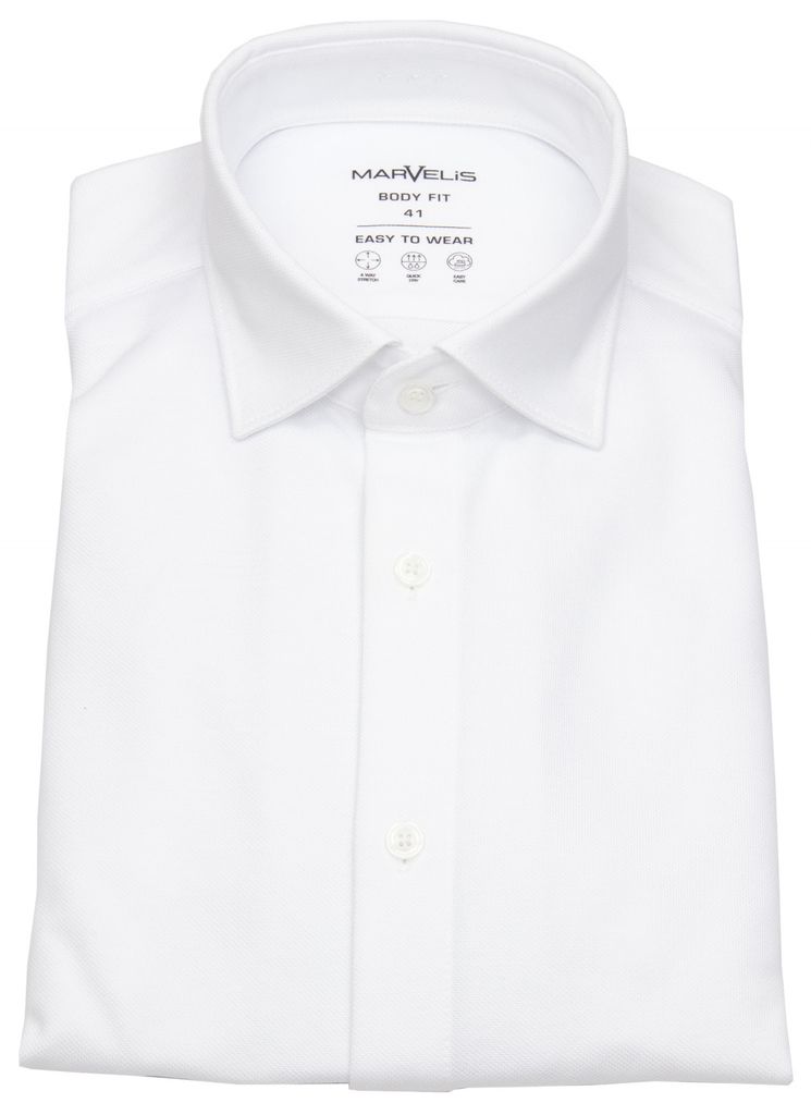 MARVELIS jersey body fit overhemd, wit tricot