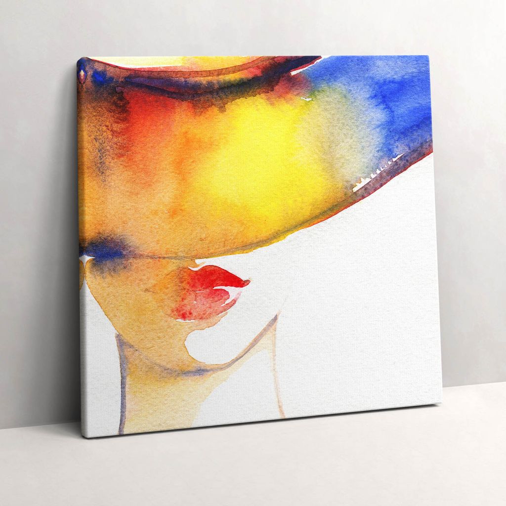 Woman in a hat – Leinwandbild Wandbild – 60x60 cm – Leinwandbilder – Wandbilder – Schlafzimmer – Flur