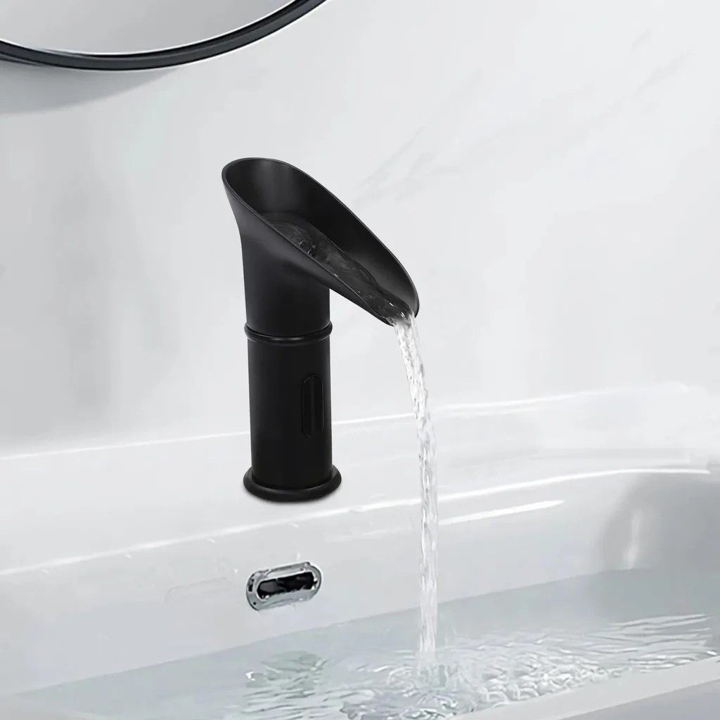 Robinet infrarouge sans contact en acier inoxydable noir mat luxe