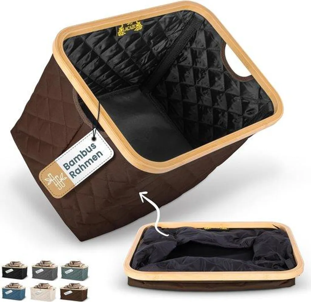 Panier à linge bambou 55 L respirant et pliable - Structure solide 715g