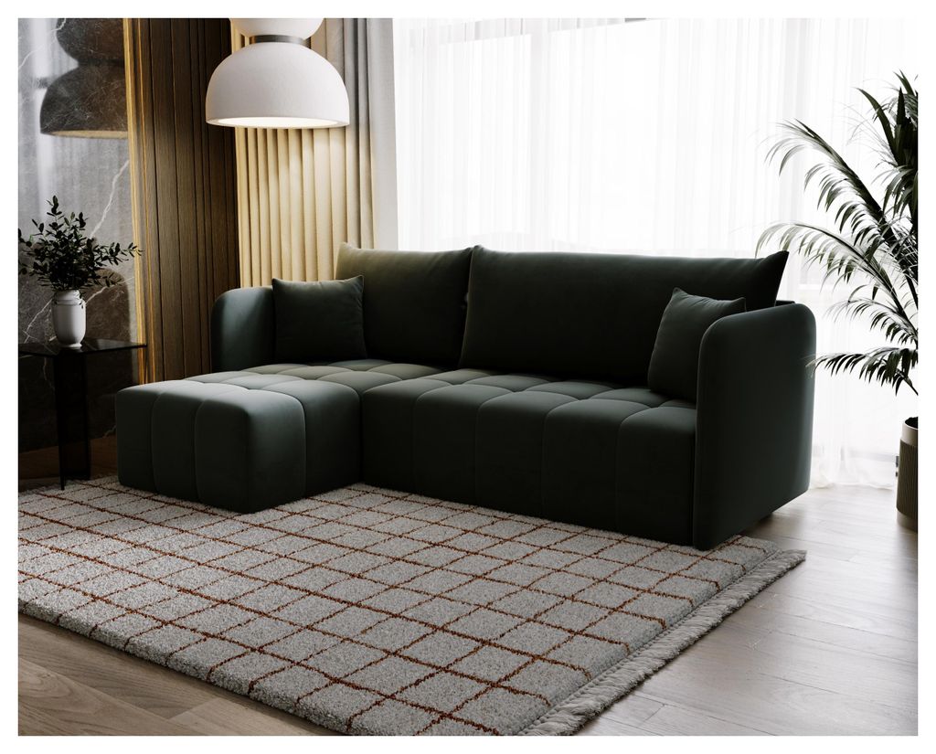 FurMeb24 ECKSOFA SALTO L - 210 x 140 cm MONOLITH 97 - mit schlaffunktion und bettkasten