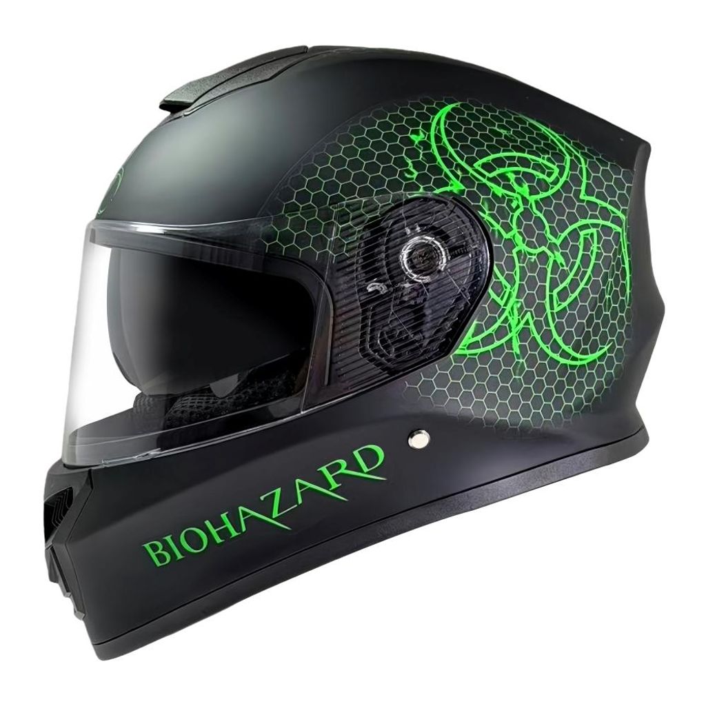 Integralhelm Helm Kinderhelm Motorradhelm Crosshelm BIOHAZARD Grün Größe L