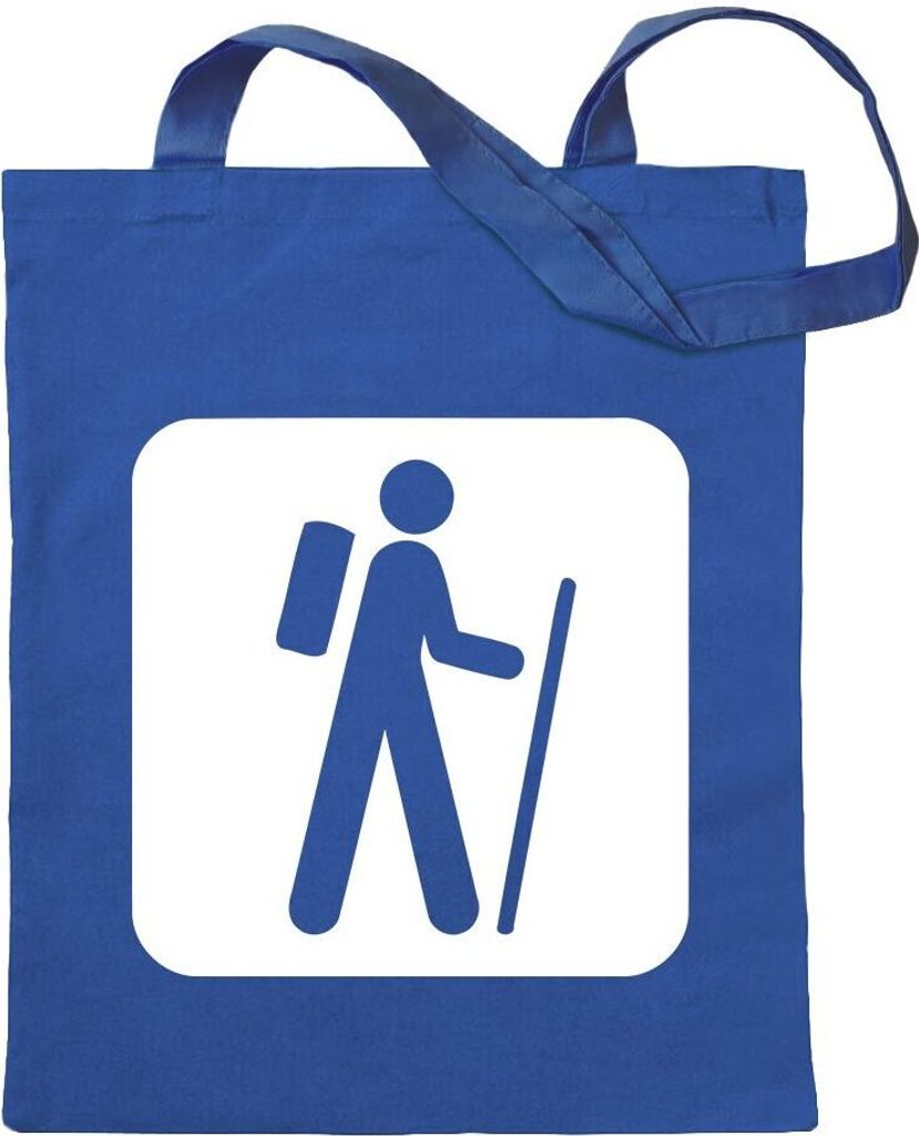 Kiwistar - Baumwolltasche - royalblau - Wanderweg Wanderung Piktogramme - Tragetasche Stoffbeutel Umhängetasche Langer Henkel