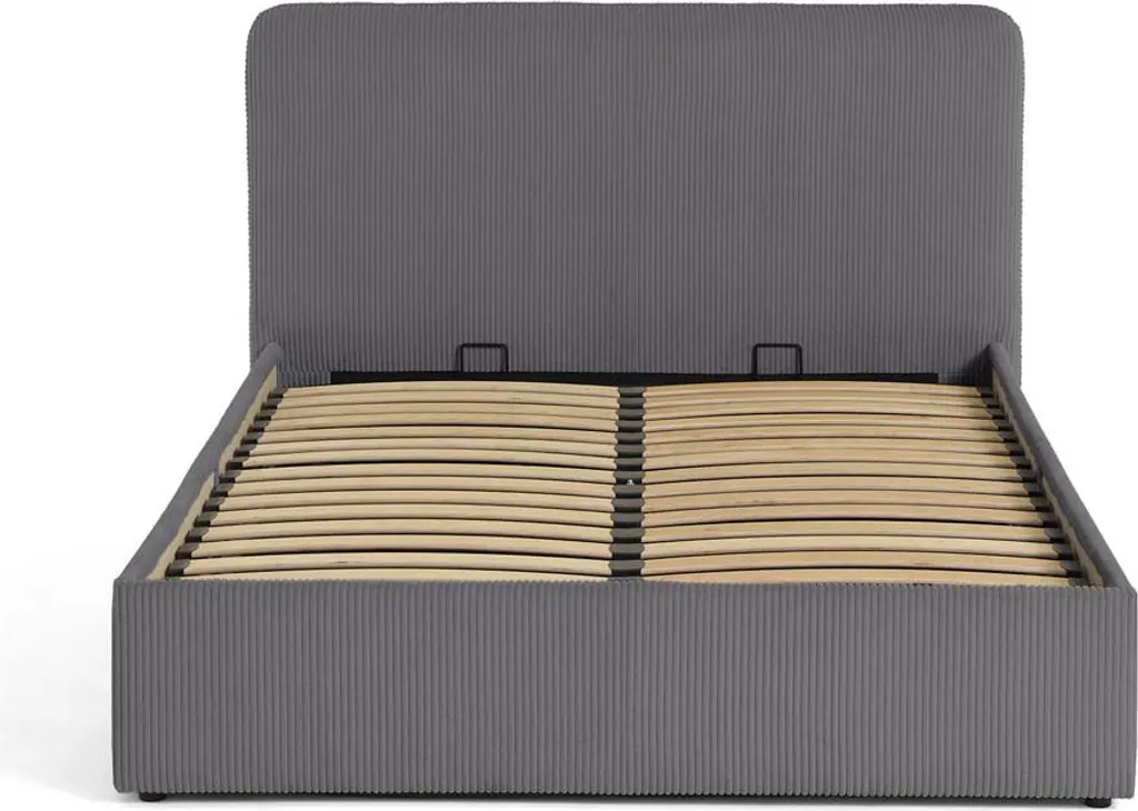 Lit coffre 140x190 en velours côtelé pour ranger sans encombrer