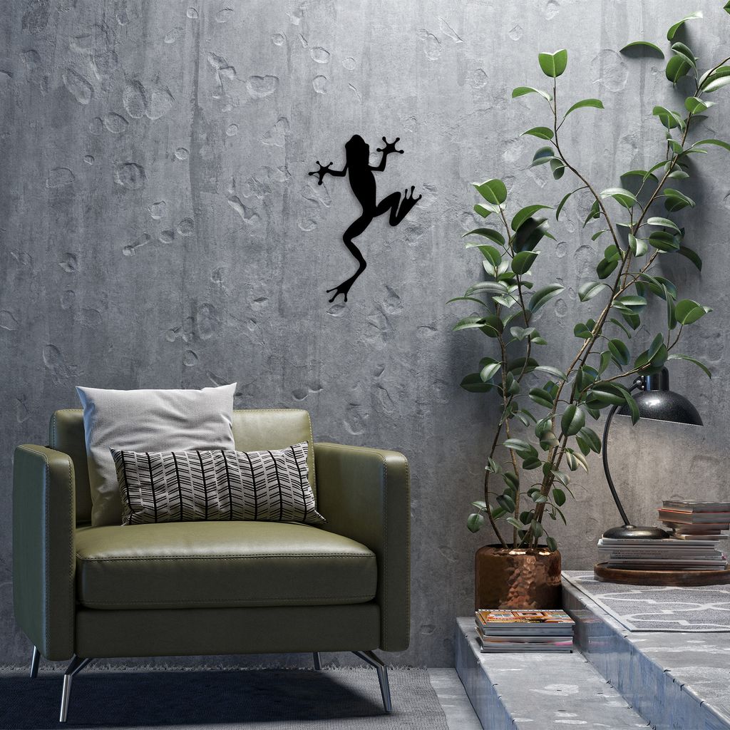 Wallity, Frog- SKL2362, Schwarz, Sonstige Wohndekorationen, 28 x 42 cm, 100% Metall (Dicke: 1 mm)