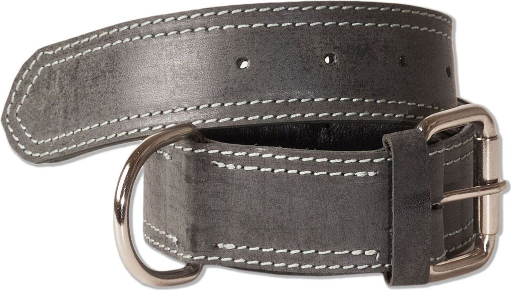 Woodland Hundehalsband aus Büffelleder für große Hunde mit 50-65 cm Halsumfang in Anthrazit