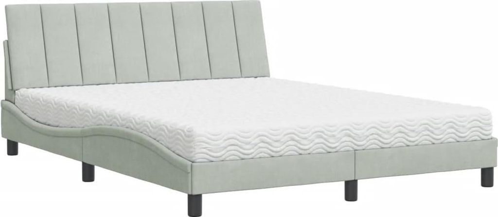 vidaXL Bett mit Matratze "Hanko" Hellgrau 160x200 cm Samt