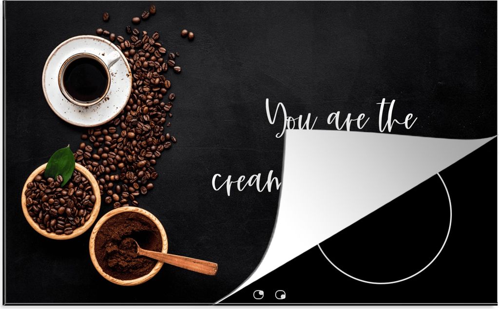 KitchenYeah Herdabdeckplatte Sprichwörter - Zitate - Du bist die Sahne in meinem Kaffee - Liebe - Kaffee , 85x52cm, Küche Deko, Glaskeramikfeld...