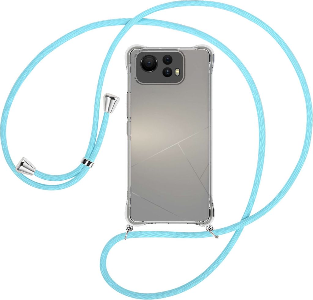 Handykette Backcover-Schutzhülle mit Band (Metall silberfarben) für Asus Zenfone 12 Ultra - himmelblau